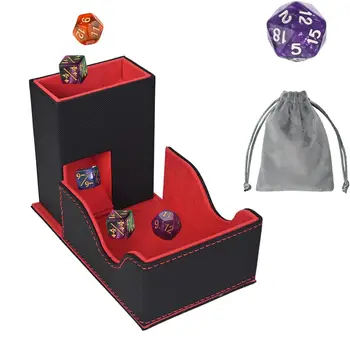Würfelturm mit magnetischer Würfelablage, faltbarer Würfelturm aus Polyurethan-Leder, tragbarer Würfelturm aus