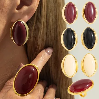 Kreative Harz-Acryl-Ohrstecker für Frauen, 2026 ovaler Ohrring, trendiger geometrischer Ring, Übertreibung