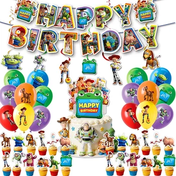 Spielzeug-Themen Geburtstagsparty Dekoration Toy Story Party-Zubehör Cartoon Pappbecher Teller