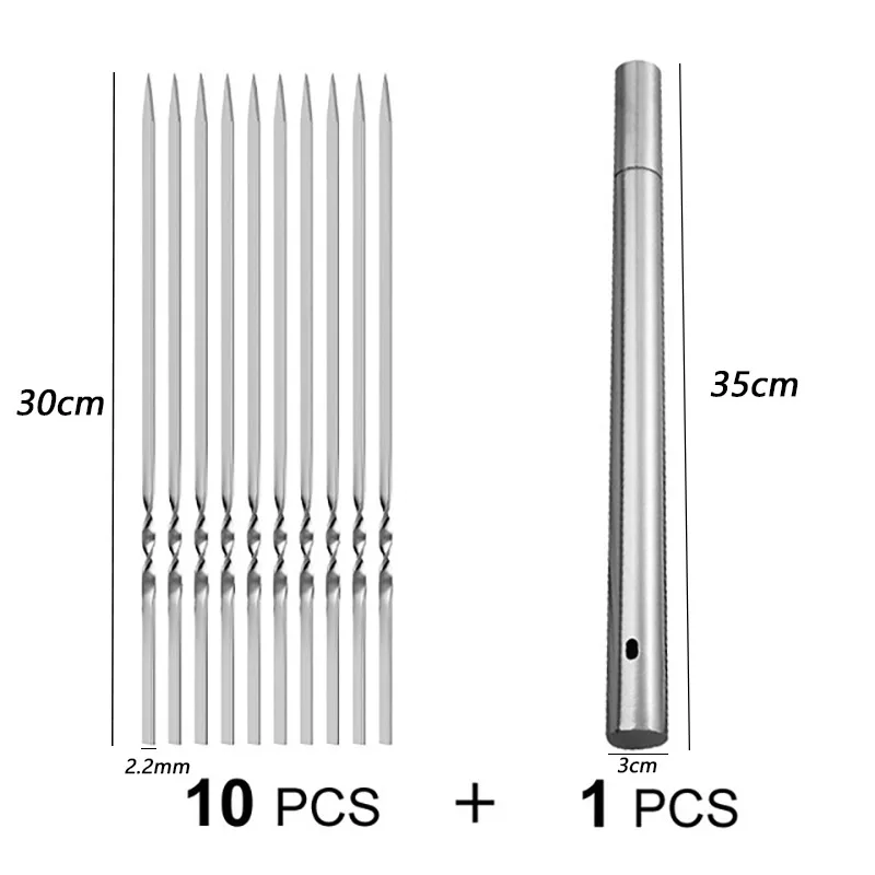 10/20Pcs Edelstahl Grill Spieß Wiederverwendbare BBQ Spieße – Bild 6