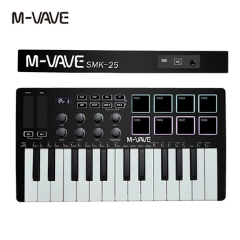 M-VAVE tragbare midi 25-Tasten usb midi tastatur controller mit 8 hintergrund beleuchteten drum pads 8 knöpfe