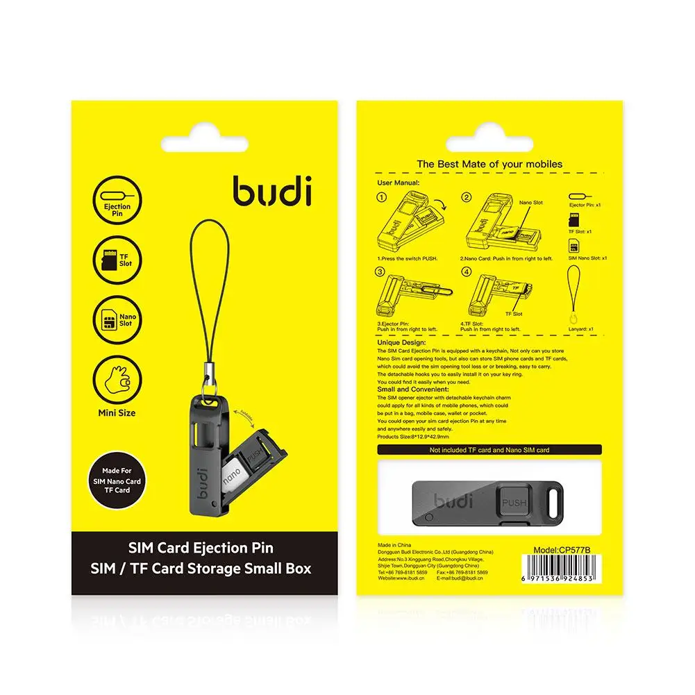 BUDI Anti-Verlust SIM-Karten-Auswurfstift-Box aus Kunststoff – Bild 6