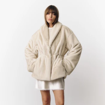 Mode Mischfarbe Revers Kragen Frau Langen Mantel Elegante Volle Hülse Lose Mantel Neue Winter Dame High Street
