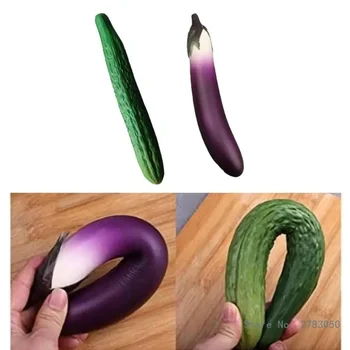 Realistische Simulationsgemüse-Ornamente, weiche und sichere künstliche Aubergine-Gurken-Ornament-Repliken