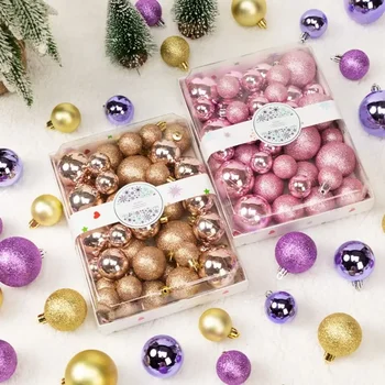 Weihnachtskugel-Set aus Kunststoff, 3cm 4cm 5cm, 7 Farben, Weihnachtsdekoration, aufhängbare (42 Stück)