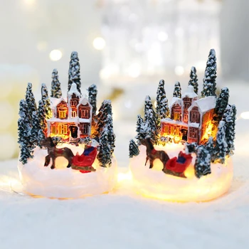 Weihnachtsdekorationen, LED-Nachtlichter, leuchtendes Mikro-Landschaftshaus, kreatives Geschenk für Kinder