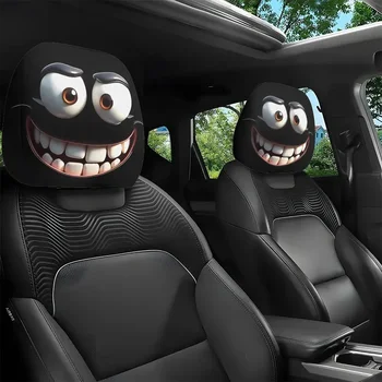 Smiley-Gesicht bedruckter Auto-Kissenbezug, weich, bequem, dekorativer Kissenbezug (2 Stück)