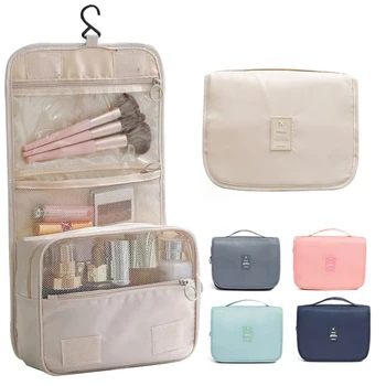 Reise Make-Up Tasche Wasserdichte Toilettenartikel Organizer Frauen Neceser Badezimmer Haken Waschen Beutel