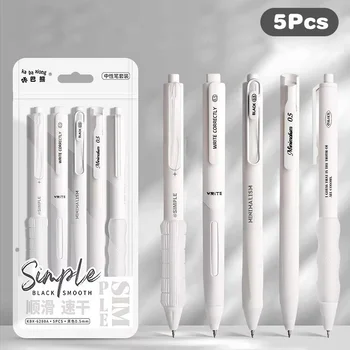 Minimalistisches transparentes 0,5-mm-Gelschreiber-Set mit großer Kapazität, schnell trocknender (5 Stück)