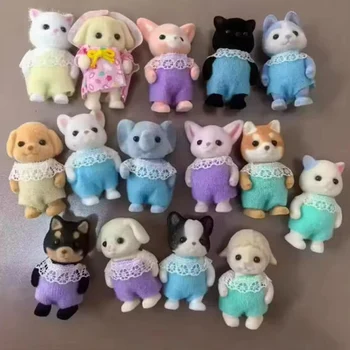 Kinderpuppen Tierpuppen Kleine Waren Ornamente Katzenfamilie Tierfigur Pudel Beflockt Flauschig Wald DIY