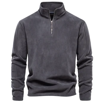 AIOPESON Marke Qualität Verdicken Warme Fleece Jacke für Männer Zipper Neck Pullover männer Sweatshirt Soft