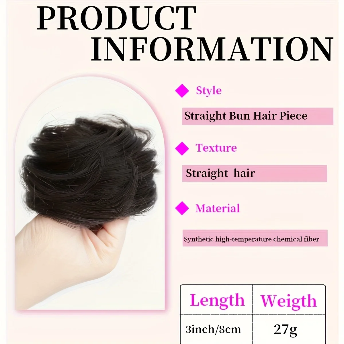 Synthetischer Chignon, elastisches Gummiband, künstlicher – Bild 4