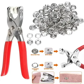 Zinke Ringe 9,5mm Schnalle Knöpfe Metall Farbe Zange Druckknopf Klaue DIY Set Hand Druck Zange (400 Stück)