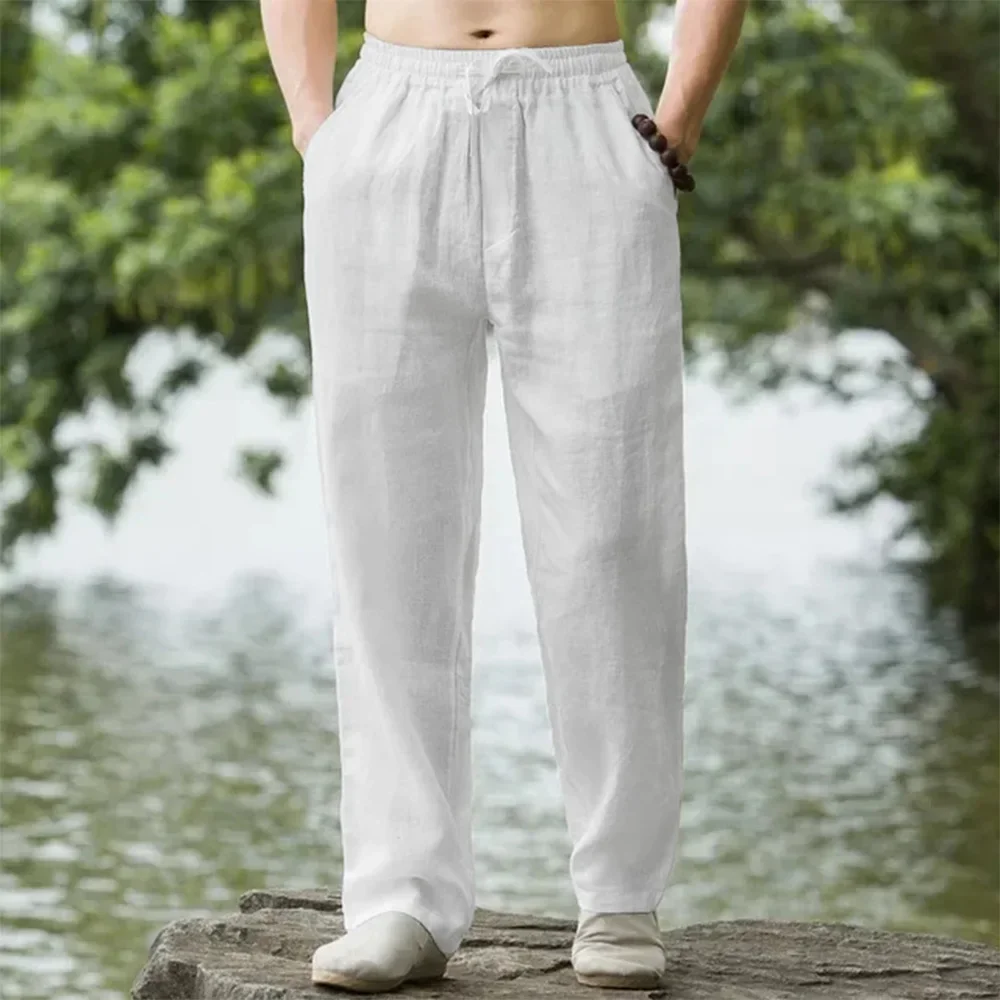 Neue männer Strand Hosen Jogger Mode Baumwolle Leinen