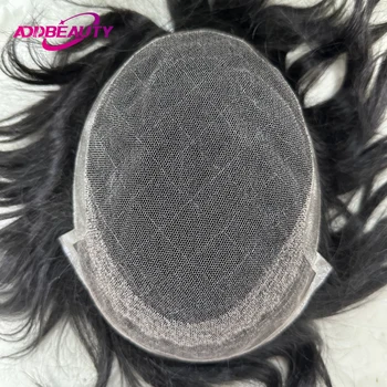 Herren-Toupet HD Lace Kapillarprothese Natürliches Haarsystem Haarteil Topper HD Lace PU Indisches Echthaar