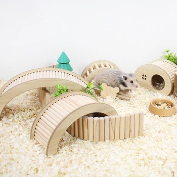 S/M/L Hamster Kletterleiter Holzbrücke für Meerschweinchen Ratten Kleintiere Spielzeug Käfig Dekor Zubehör
