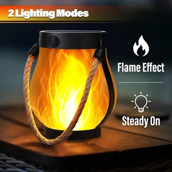 Solar-Flammen-Seillaterne, Typ C, schnelles Aufladen, wasserdichte Hängelampe mit flackernder 3D-Flamme