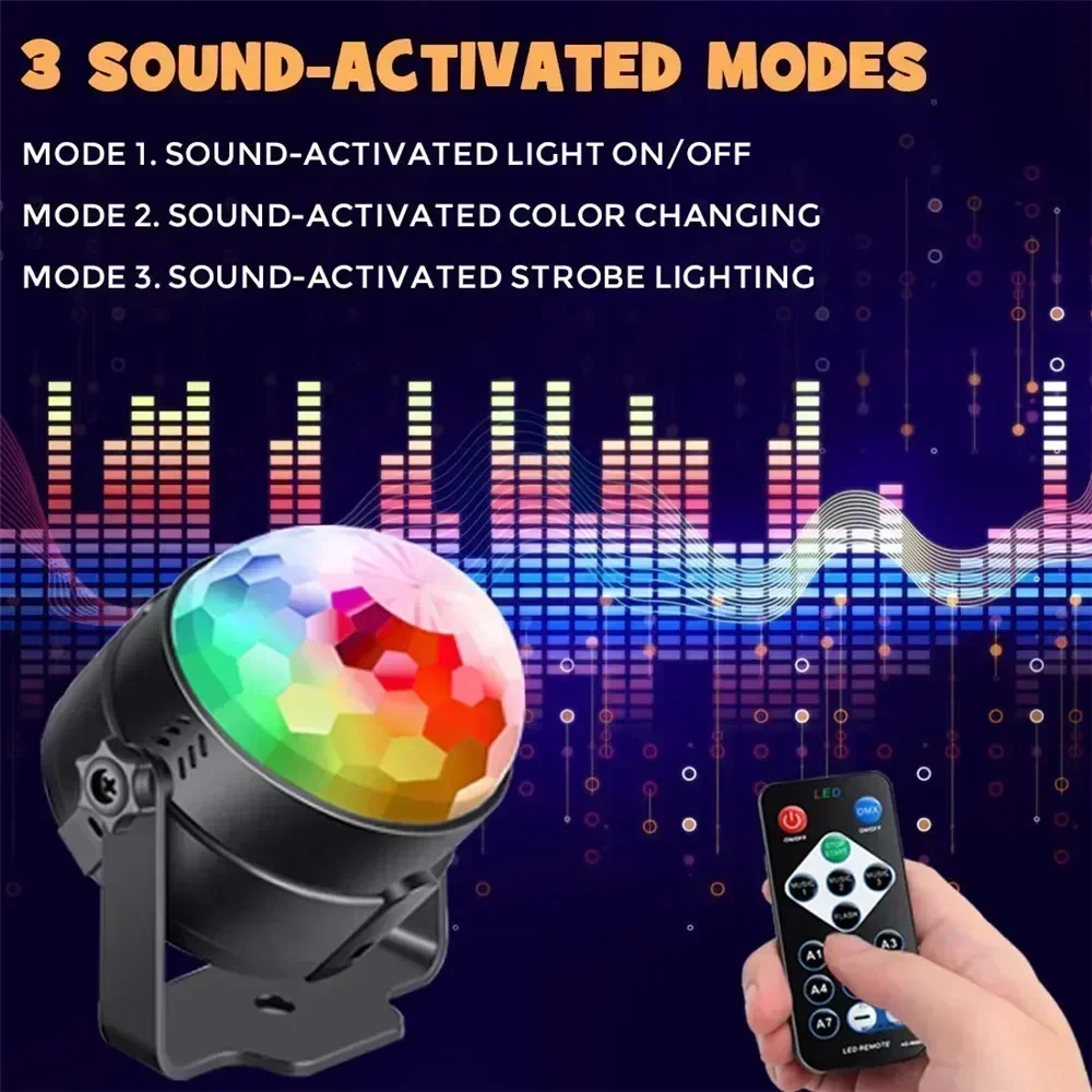 RGB LED Bühne Disco Licht Rotierenden DJ Ball Strobe Sound – Bild 5
