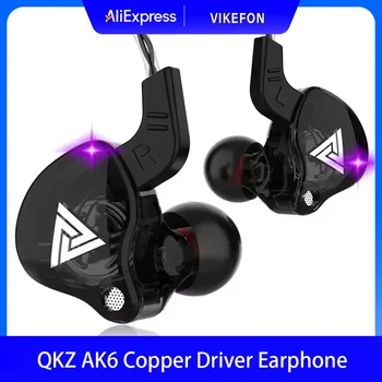 VIKEFON QKZ AK6 In-Ear-Kopfhörer mit 6 dynamischen Treibern, Kopfhörer mit Mikrofon, Stereo, Sport