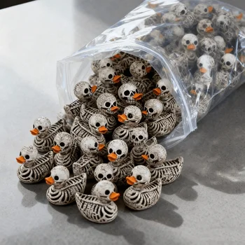 Niedliche Gothic-Skelettenenten - Plastikfigur - Schreibtischdekoration, Halloween-Miniatur-Szene, DIY-Zubehör