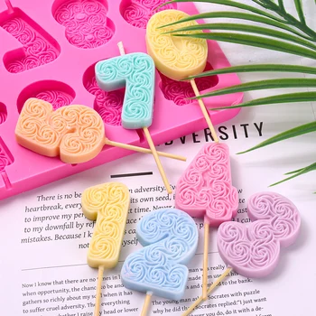 Geburtstag Ornament Silikon Kerze Form DIY Handgemachte Rose Anzahl Duft Kerzen Formen Schokolade Kuchen Dekor