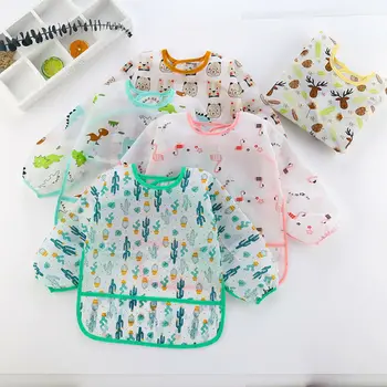 Baby-Lätzchen, neue süße Kinder-Baby-Sachen, Kleinkind, wasserdicht, langärmelig, Kunst-Kittel, Lätzchen