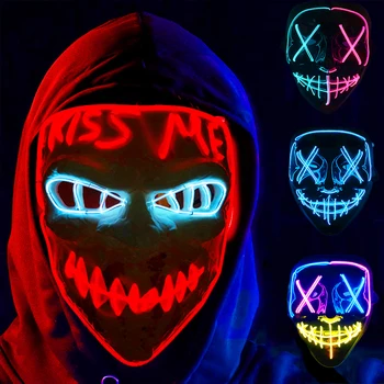 Drahtlose Halloween Neon LED Purge Maske Masque Masquerade Party Masken Licht wachsen im Dunkeln Horror Maske