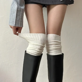 Modische Kniestrümpfe aus reiner Baumwolle, einfarbig, warm halten, Wadensocken, Fußwärmer, Herbst und Winter