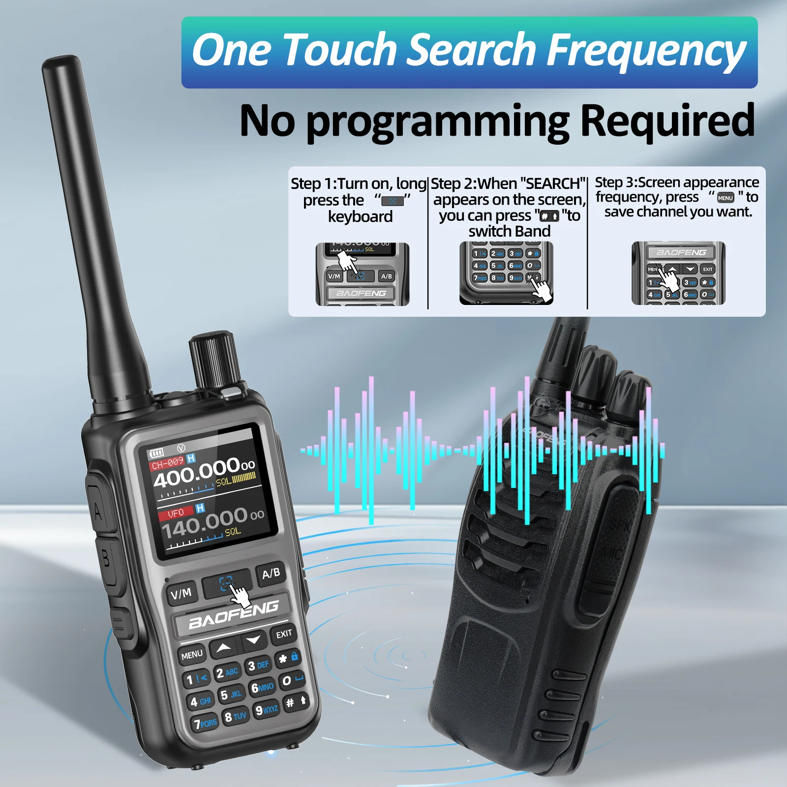 BAOFENG UV-5R Mini Walkie Talkie AM FM Multi Band Bluetooth – Bild 4