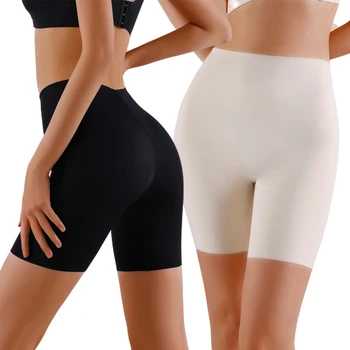Nahtlose Hohe Taille Shorts Höschen Für Frauen Bauch-steuer Hip Fahrstuhl Eis Seide Sicherheit Hosen Sport