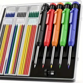 2,8 mm solides Zimmermannsbleistift-Set, Druckbleistift, 3 Farben, Nachfüllkappe, Zimmerei, Markierung