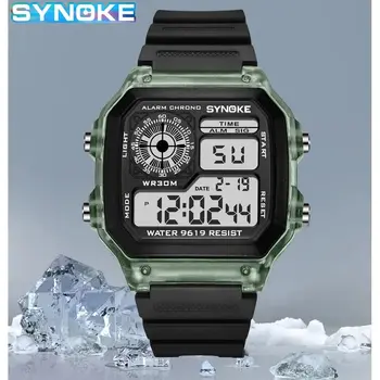 SYNOKE Digitaluhren für Herren, Sport, leuchtend, multifunktional, wasserdicht, Damen-Armbanduhr, Outdoor