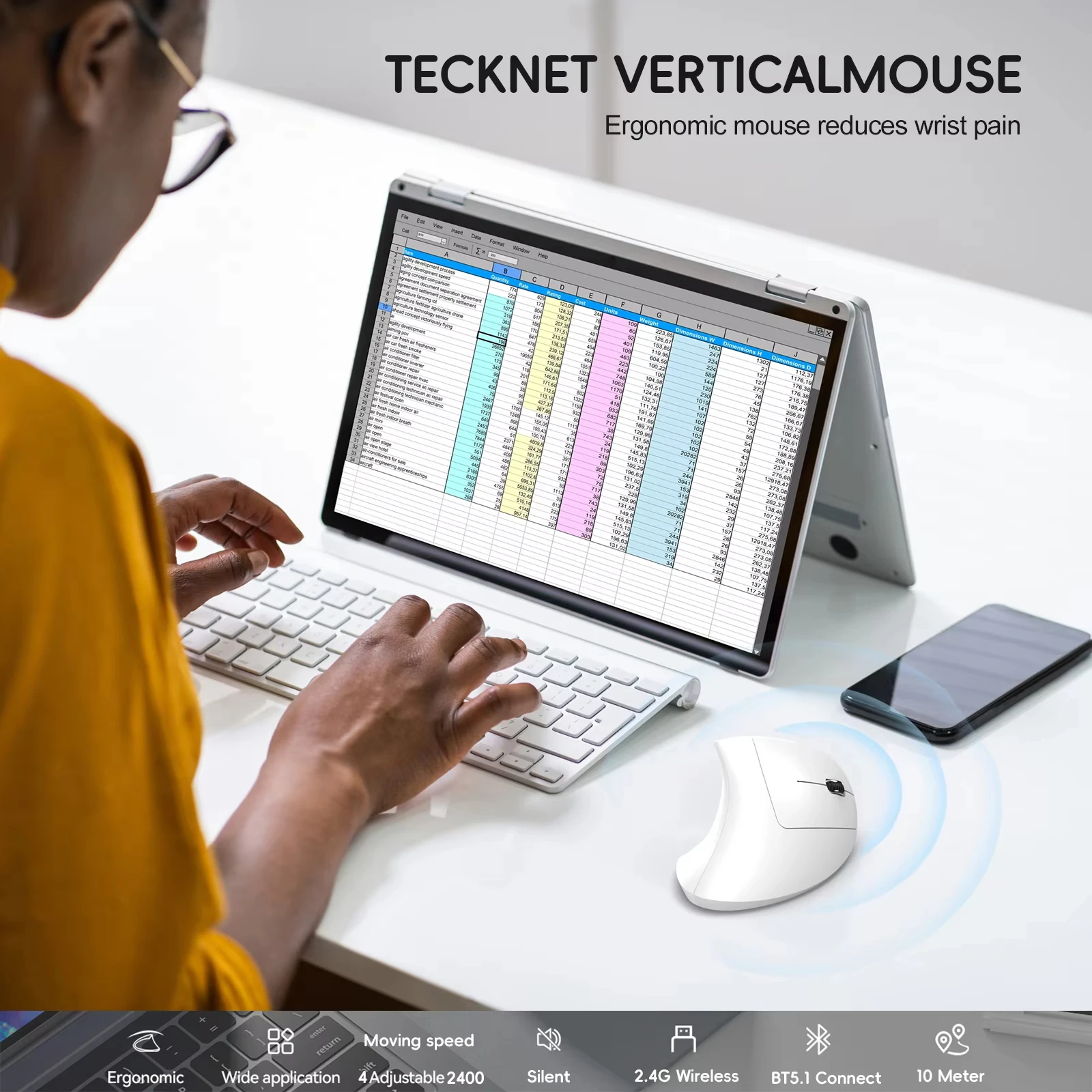 Vertikale ergonomische Gaming-Maus, kabellos – Bild 5
