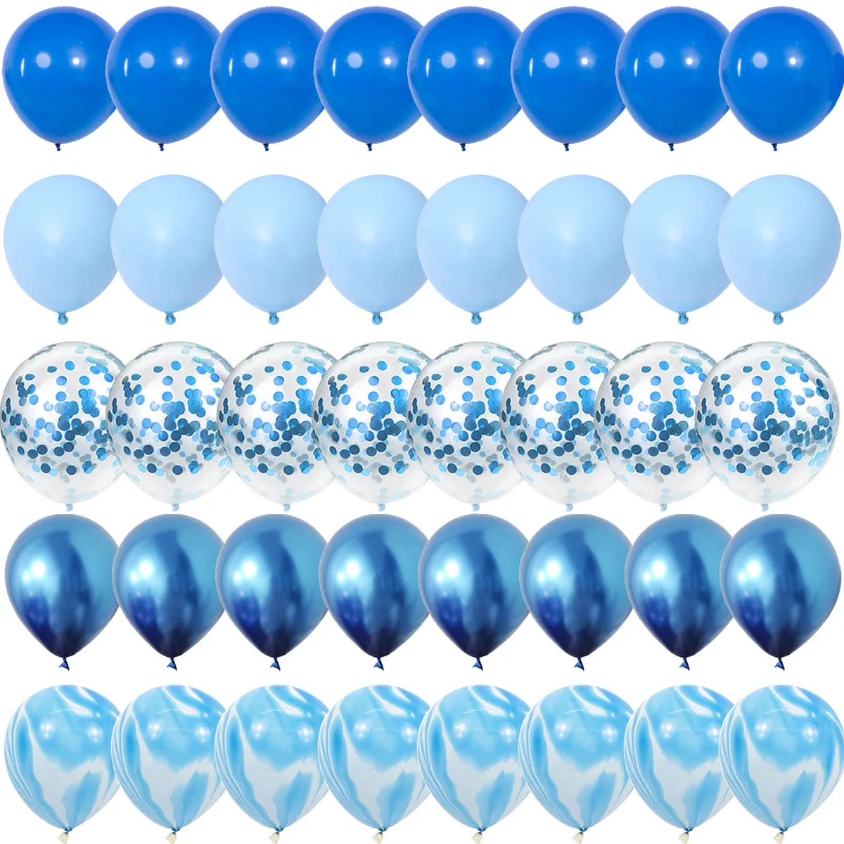 40 Stück blaue Set Luftballons Metall Latex Konfetti Ballon – Bild 5