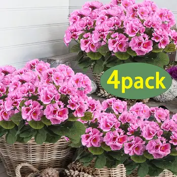 Künstliche realistische Blumen mit grünem Laub für drinnen und draußen, Garten, Veranda, Terrasse, Fensterbox