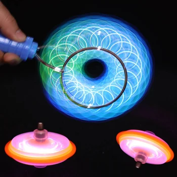 Led Magische Magnetische Orbit Kreisel Spielzeug Kreative Handkurbel Farbe Leuchtende Bunte Gyroskop
