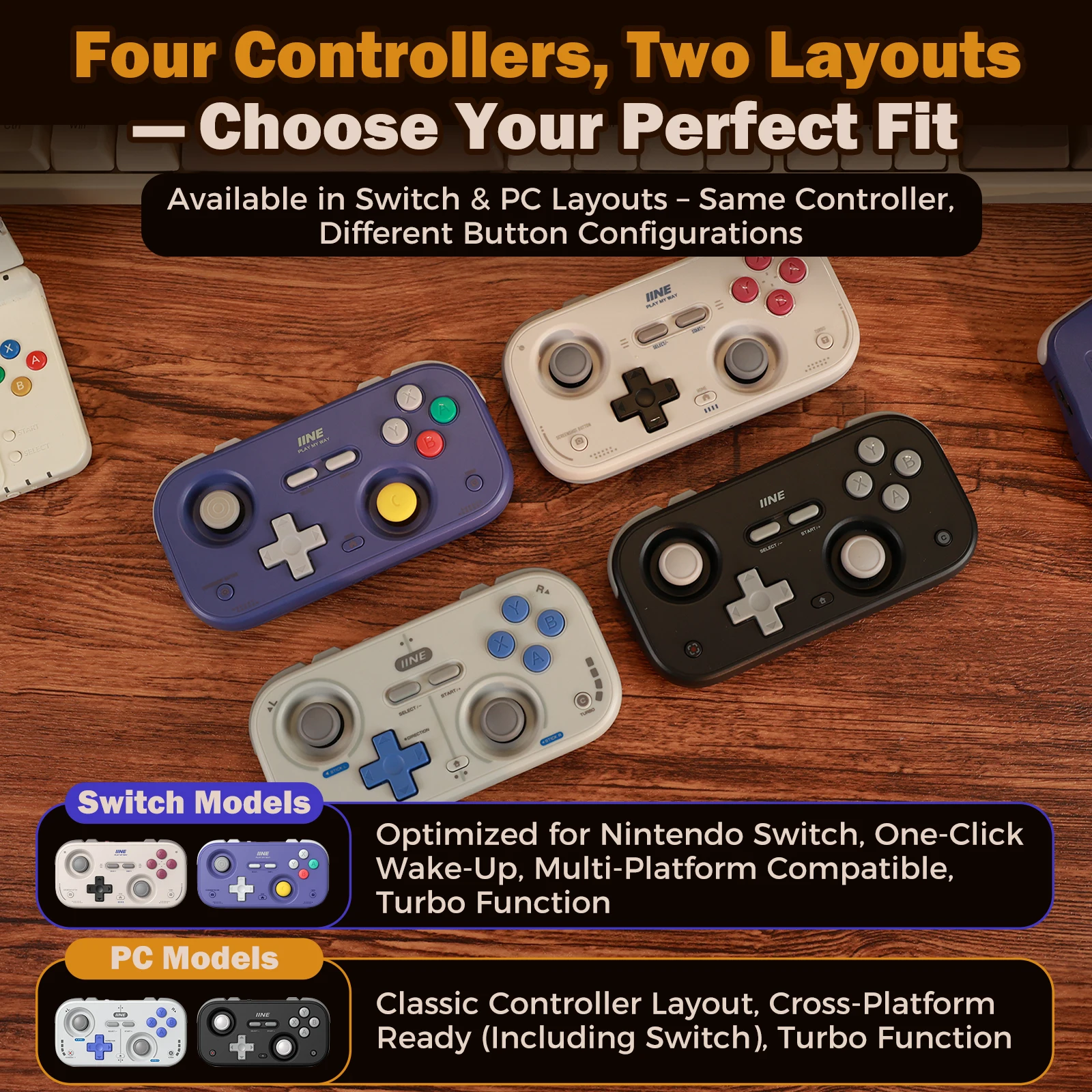 IINE Pocket Retro-Game-Controller, 1000 Hz versenkter Stick – Bild 3