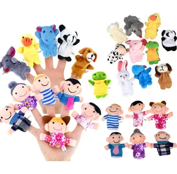 Hand Fingerpuppen Plüsch Set Fingerspielzeug Puppen Familie Tierpuppen Cartoon Kind Baby Sprechende Geschichte