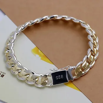 Feines 925er-Sterlingsilber, edle, schöne Kette, solides Armband für Damen und Herren, Charms, Party-Geschenk