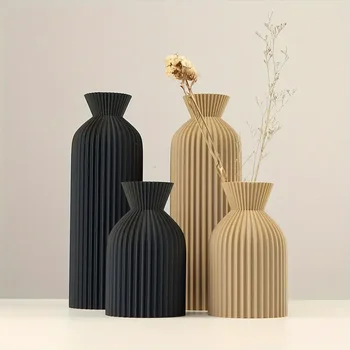 Elegante schwarze Kunststoffvase - dekoratives Boho-Chic-Mittelstück für Zuhause, Büro und Wohnzimmer