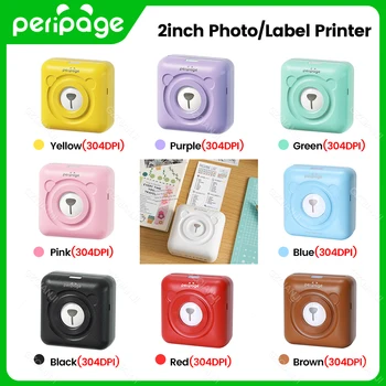 9 farben Peripage A6 304DPI Mini Foto Drucker Notizen Aufkleber Label Druckmaschine Bluetooth Tragbare