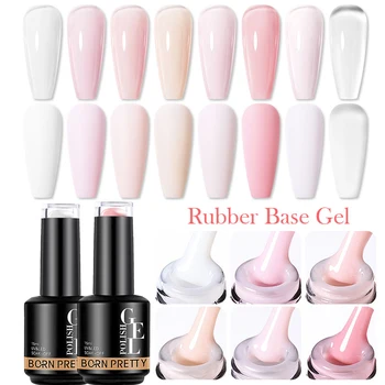 BORN PRETTY Milky Pink Gel-Nagellack auf Gummibasis, Glitzer, 15 ml, semi-permanenter Lack, Soak Off