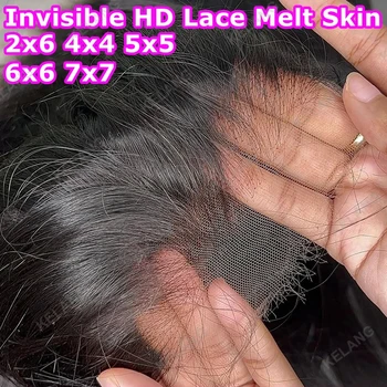 Skinlike 13x6 HD Lace Frontal Nur Vorgezupft Glatt 6x6 5X5 HD Lace Closure Nur Brasilianisches Echthaar 13x4