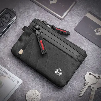 Reißverschluss Rfid Geldbörse Mini Geldbörse Damen Herren Nylon Kurze Geldbörse Retro Schlüsselkartenhalter