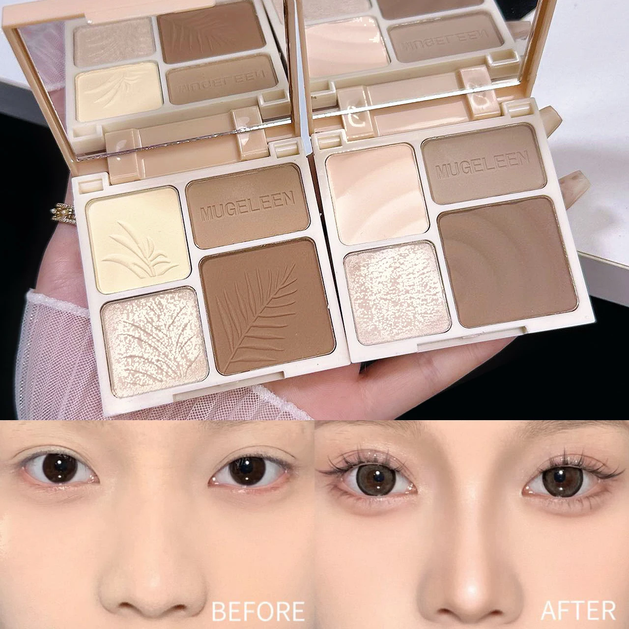 4-Farben Highlighter Kontur 3D Gesichtsbronzer Kosmetik – Bild 4