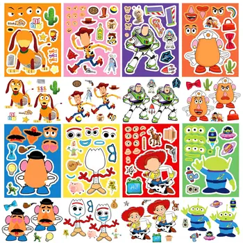 Toy Story 5 Gesichtsaufkleber-Set Woody Buzz Wasserfeste Wiederverwendbare Puzzle-Aufkleber für Kinder DIY