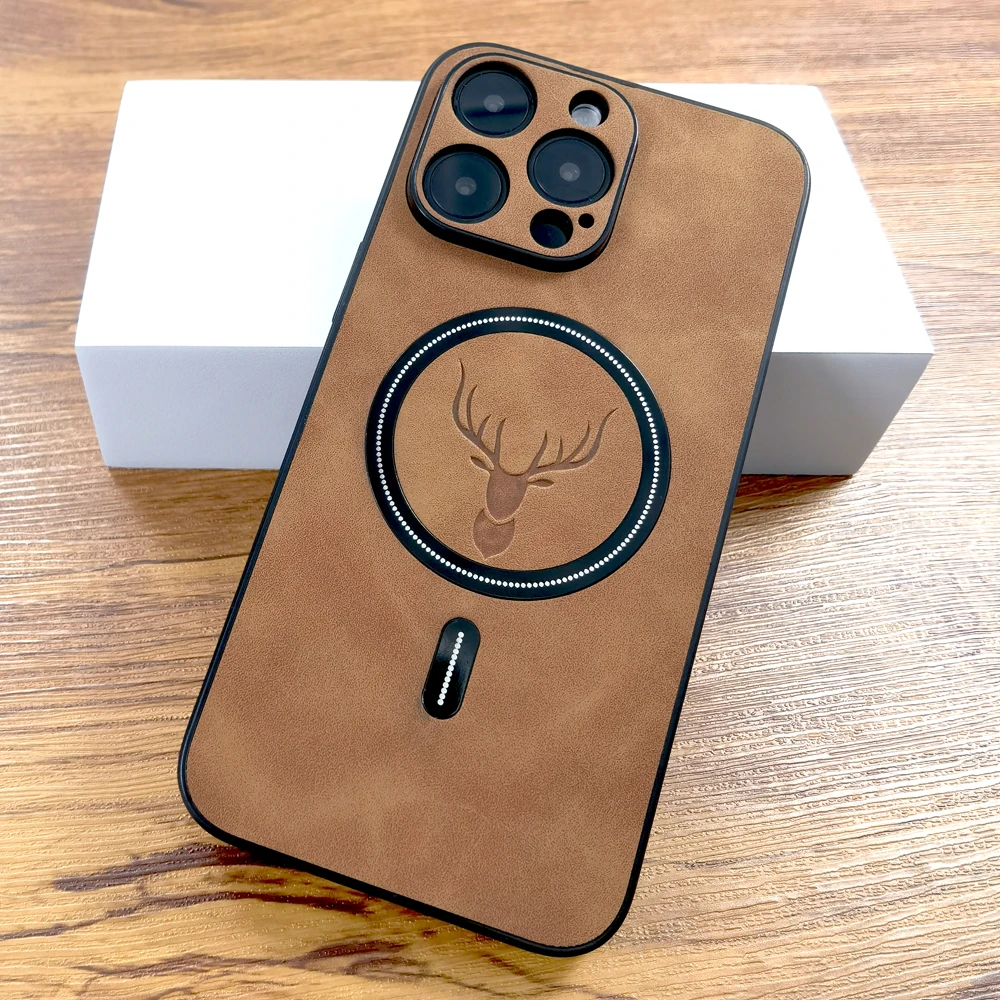 Luxuriöses PU-Leder Hirschleder-Etui für iPhone 17 Air 16 15