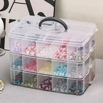 3-Schichtige Transparente Aufbewahrungsbox, Stapelbare Aufbewahrungsbox, Tragbare Kunststoffbox