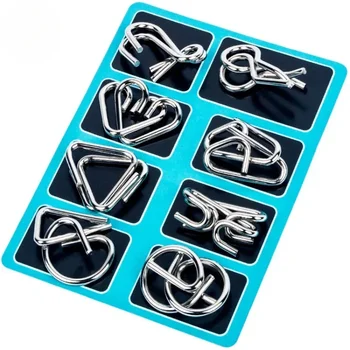 Metall Montessori Puzzle Draht Geist Gehirn Teaser Puzzles Kinder Erwachsene Interaktive Spiel (8 Stück)