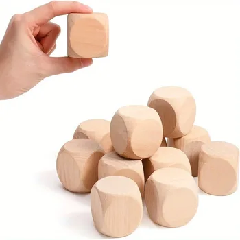 20mm Holz Würfel 6 Seitige Blank Holz Würfel Party Familie DIY Spiele Druck gravur Brettspiel (15 Stück)